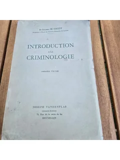 Introduction a la criminologie - Etienne de Greeff premiere volume