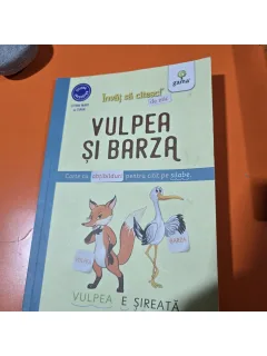 Vulpea si barza, cartea cu abtibilduri pentru citit pe silabe