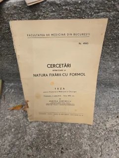 Cercetări referitoare la natura fixării cu formol