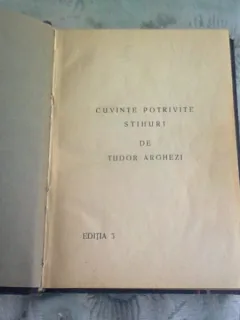 CUVINTE POTRIVITE. STIHURI - TUDOR ARGHEZI