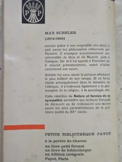 NATURE ET FORMES DE LA SYMPHATIE - MAX SCHELER  (CARTE IN LIMBA FRANCEZA)