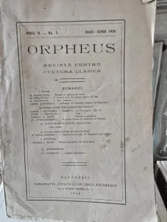 Orpheus. Revista pentru cultura clasica Anul II Nr. 3 Maiu-Iunie 1926