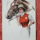 Carte postala, femeie si cal, 1925