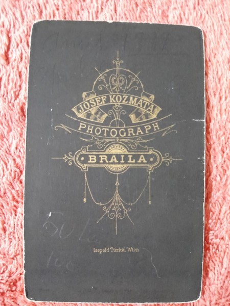 Fotografie tip CDV, barbat cu mustata, 1889
