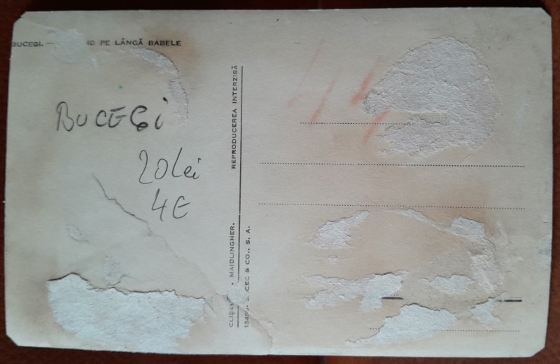 Carte postala, Bucegi Varful Omul, perioada interbelica