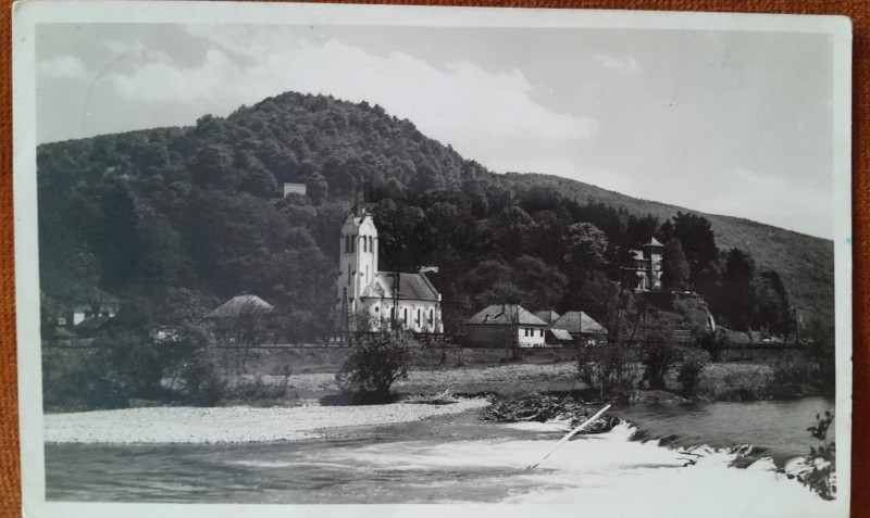 Carte postala, biserica reformata din Ciucea, judetul Cluj, 1925