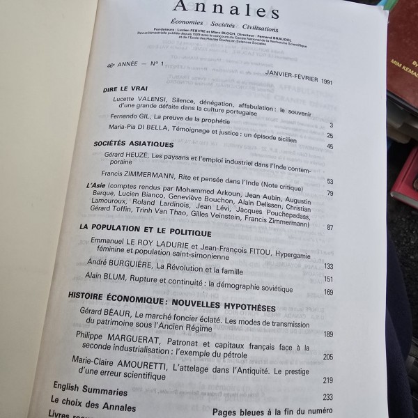 Annales. Economies, Societes, Civilisations 1/1991