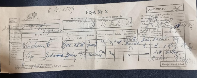 Fișă de imobil (Fișa Nr. 2) - Str. 14 Martie nr. 20, București (1943)