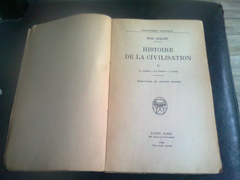 HISTOIRE DE LA CIVILISATION - WILL DURANT VOL. 2