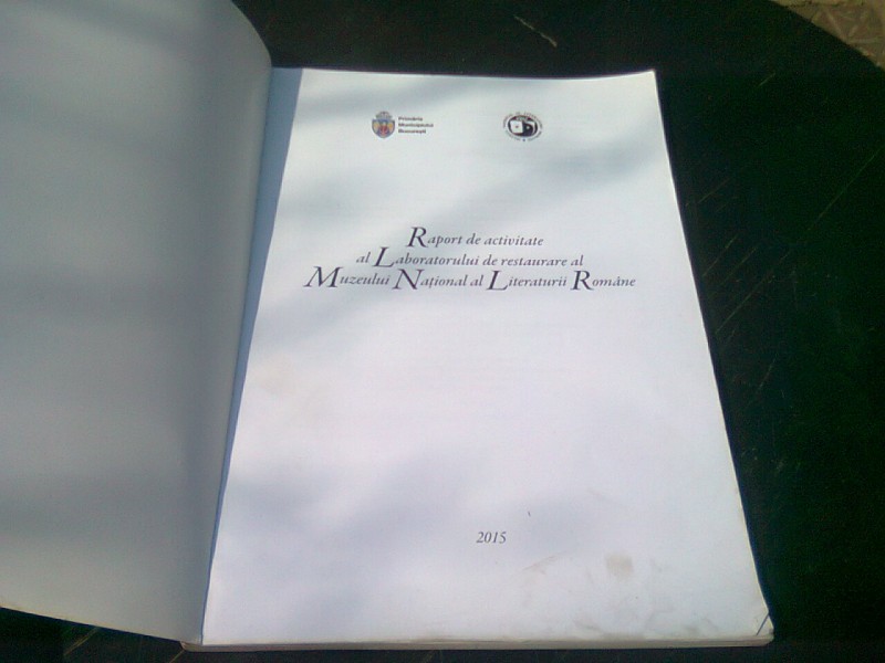 RAPORT DE ACTIVITATE AL LABORATORULUI DE RESTAURARE AL MUZEULUI NATIONAL AL LITERATURII ROMANE