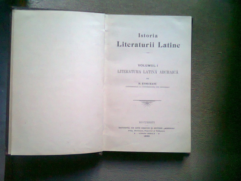 ISTORIA LITERATURII LATINE - D. EVOLCEANU   VOL.1