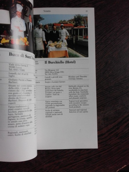 TRADIZIONE NELLA RISTORAZIONE ITALIANA, TRADITION IN GASTRONOMY OF ITALY, 1988  (CARTE IN LIMBA ITALIANA)