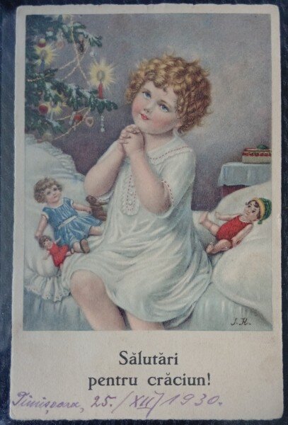 Carte postala, Felicitare pentru sarbatorile de iarna, 1930