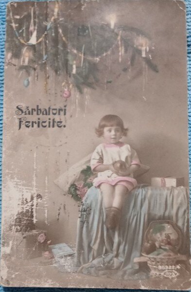 Carte postala, Felicitare pentru sarbatorile de iarna, perioada interbelica