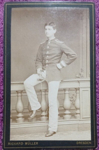 Fotografie tip CDV, Elev scoala militara germana, sfarsit de secol XIX