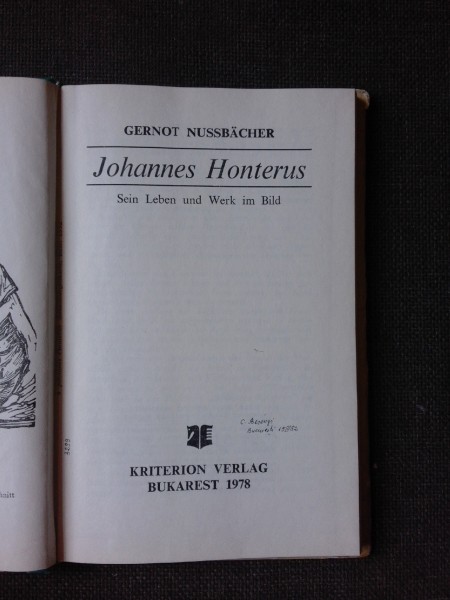 JOHANNES HONTERUS - GERNOT NUSSBACHER  (TEXT IN LIMBA GERMANA)