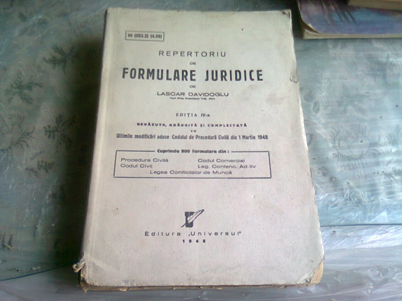 REPERTORIU DE FORMULARE JURIDICE - LASCAR DAVIDOGLU EDITIA A IV-A
