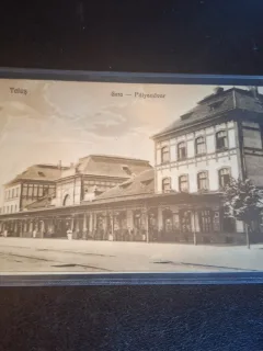 Carte postala alb negru , Teius , Gara , Palyaudvar - Circulata
