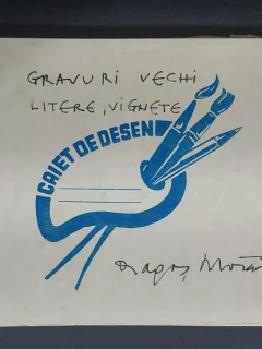 Arhiva Dragos Morarescu: Caiet-album cu extrase din carti, reviste, ziare. Gravuri vechi, litere, vignete