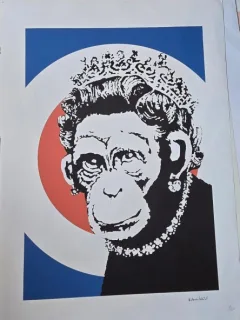 Banksy - Monkey Queen, litografie originala