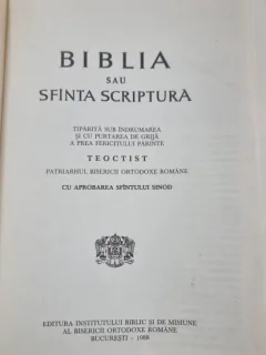Biblia sau Sfanta Scriptura 1988 - Tiparita sub indrumarea si cu purtarea de grija a Prea Fericitului Parinte Teoctist