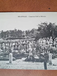 Carte postala, Belleville, Cimetiere Civil et Militaire, 1917