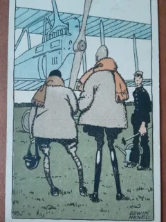 Carte postala, circulata, desen de Edwin Henel, 1918
