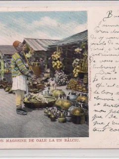 Carte postala circulata in anul 1905 - Magazine de oale la un balci