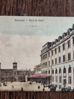 Carte postala color, necirculata, Bucuresti - Gara de Nord, perioada interbelica