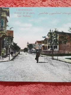 Carte postala, Constantinopole, Avenue de la gare, San Stefano, inceput de secol XX