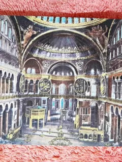 Carte postala, Constantinopole, interior de Ste Sophie, Galerie, inceput de secol XX