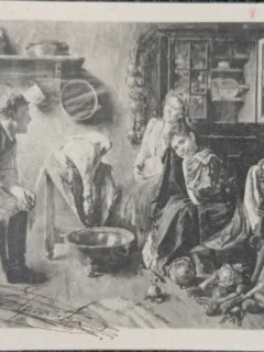 Carte Postala, Familie stand de vorba in bucatarie, perioada interbelica