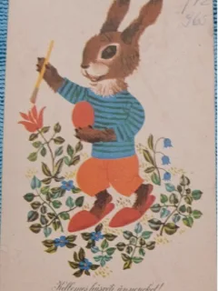 Carte postala, Felicitare cu un iepuras, germana, 1965