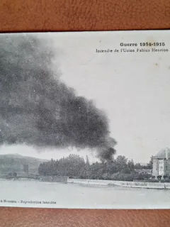 Carte postala, Guerre 1914-1915, incendie de lUsine Fabius Henrion a Pagny, inceput de secol XX