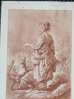 Carte postala, J.B. Huet, Grave par Demarteau, colectia Charles Couturieux