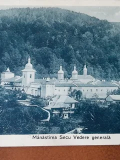 Carte postala, Manastirea Secu vedere generala, perioada interbelica