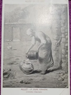 Carte Postala, Musee du Louvre, Millet-La Jeune Fermiere