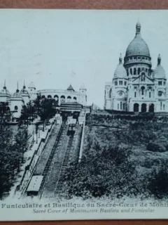 Carte postala, Paris, Funicularul si Basilica Sacre Coeur, 1925