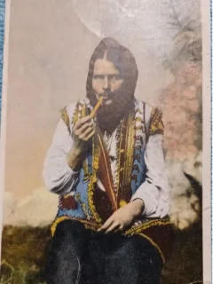 Carte postala, Polonez in costum traditional, 1917