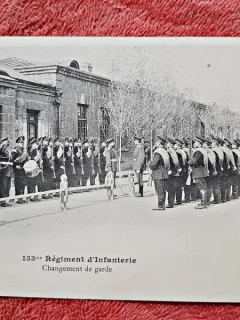 Carte postala, regiment de infanterie, schimbarea garzii, perioada interbelica