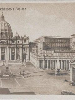 Carte postala, Roma, San Pietro Obelisco e Fontana, perioada interbelica