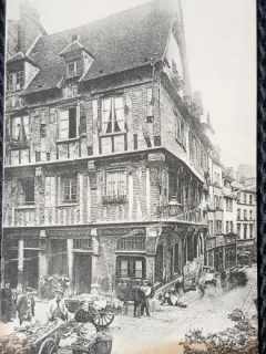 Carte postala, Rouen-Vieille Maison, Rue des Eaux de Robec, perioada interbelica