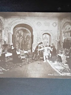 Carte postala, scena din piesa Viforul actul IV inceput de secol XX