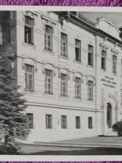 Carte postala, Targu Mures, scoala de baieti, 1950