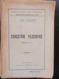 CERCETARI FILOSOFICE - IOAN PETROVICI