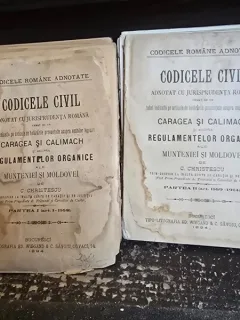 Codice civil adnotat cu jurisprudenta romana urmat de un tabel indicativ pe articole asupra vechilor legiuiri Caragea si Calimach, C. Christescu Bucuresti 1894 parteaI+partea II