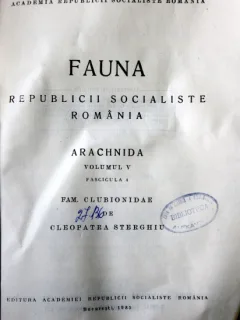 Fauna Republicii Socialiste Romania. Volumul V, Fascicula 4, Cleopatra Sterghiu