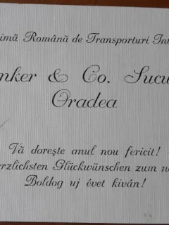 Felicitare pentru an nou, Schenker &Co. Sucursala Oradea, 1940
