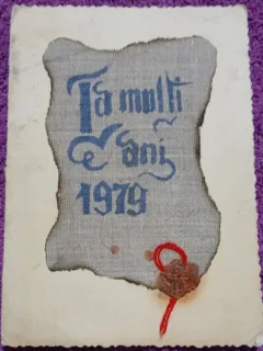 Felicitare pentru Anul Nou, 1979, realizata manual