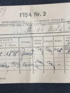 Fișă de imobil (Fișa Nr. 2) - Str. 14 Martie nr. 20, București (1943)
